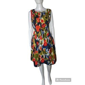 Calvin Klein Women’s Size 6 Linen Blend Fit N Flare Sleeveless Dress Side Zipper